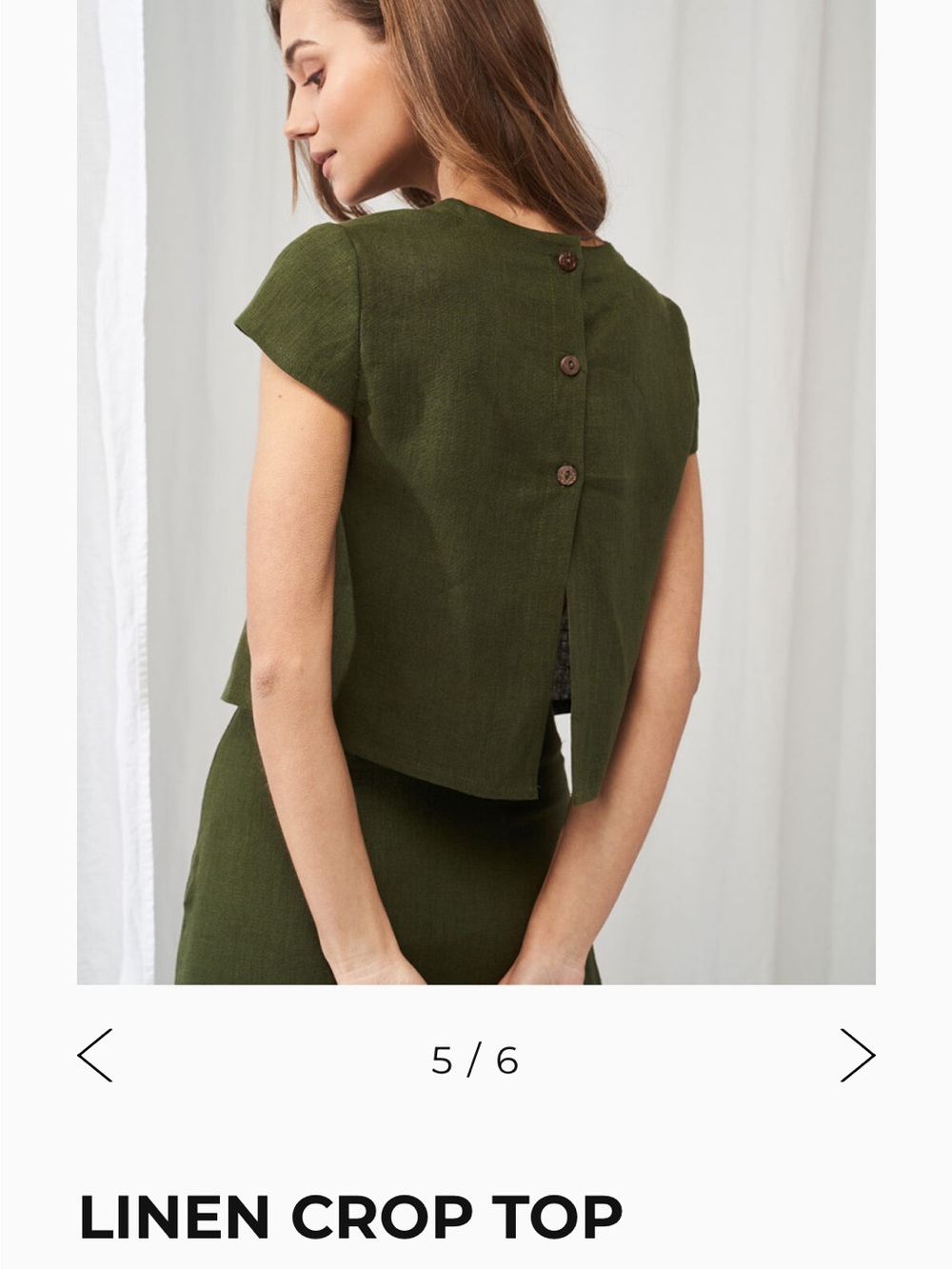 Moss green 100% Linen Crop Top